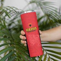 Custom Albania Football Pride Skinny Tumbler Kuqezinjte Eagle Red Version - Wonder Print Shop