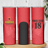 Custom Albania Football Pride Skinny Tumbler Kuqezinjte Eagle Red Version - Wonder Print Shop