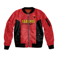 Custom Albania Football Pride Sleeve Zip Bomber Jacket Kuqezinjte Eagle Red Version - Wonder Print Shop