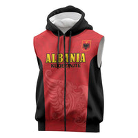 Custom Albania Football Pride Sleeveless Zip Hoodie Kuqezinjte Eagle Red Version - Wonder Print Shop