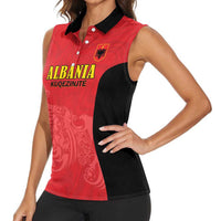 Custom Albania Football Pride Women Sleeveless Polo Shirt Kuqezinjte Eagle Red Version - Wonder Print Shop