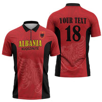 Custom Albania Football Pride Zipper Polo Shirt Kuqezinjte Eagle Red Version - Wonder Print Shop