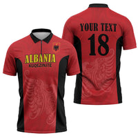 Custom Albania Football Pride Zipper Polo Shirt Kuqezinjte Eagle Red Version - Wonder Print Shop