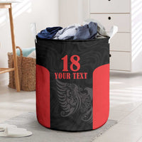 Custom Albania Football Pride Laundry Basket Kuqezinjte Eagle Black Version - Wonder Print Shop