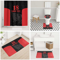Custom Albania Football Pride Bathroom Set Kuqezinjte Eagle Black Version - Wonder Print Shop