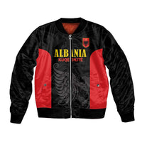 Custom Albania Football Pride Bomber Jacket Kuqezinjte Eagle Black Version - Wonder Print Shop