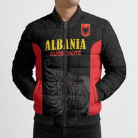 Custom Albania Football Pride Bomber Puffer Jacket Kuqezinjte Eagle Black Version - Wonder Print Shop