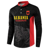 Custom Albania Football Pride Button Sweatshirt Kuqezinjte Eagle Black Version - Wonder Print Shop
