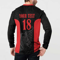 Custom Albania Football Pride Button Sweatshirt Kuqezinjte Eagle Black Version - Wonder Print Shop