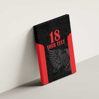 Custom Albania Football Pride Canvas Wall Art Kuqezinjte Eagle Black Version - Wonder Print Shop