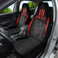Custom Albania Football Pride Car Seat Cover Kuqezinjte Eagle Black Version - Wonder Print Shop