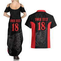 Custom Albania Football Pride Couples Matching Summer Maxi Dress and Hawaiian Shirt Kuqezinjte Eagle Black Version - Wonder Print Shop