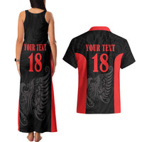 Custom Albania Football Pride Couples Matching Tank Maxi Dress and Hawaiian Shirt Kuqezinjte Eagle Black Version - Wonder Print Shop