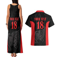 Custom Albania Football Pride Couples Matching Tank Maxi Dress and Hawaiian Shirt Kuqezinjte Eagle Black Version - Wonder Print Shop