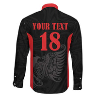 Custom Albania Football Pride Family Matching Long Sleeve Bodycon Dress and Hawaiian Shirt Kuqezinjte Eagle Black Version - Wonder Print Shop