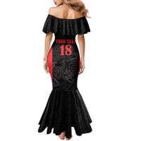 Custom Albania Football Pride Family Matching Mermaid Dress and Hawaiian Shirt Kuqezinjte Eagle Black Version - Wonder Print Shop