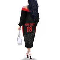 Custom Albania Football Pride Family Matching Off The Shoulder Long Sleeve Dress and Hawaiian Shirt Kuqezinjte Eagle Black Version - Wonder Print Shop