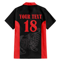 Custom Albania Football Pride Family Matching Short Sleeve Bodycon Dress and Hawaiian Shirt Kuqezinjte Eagle Black Version - Wonder Print Shop