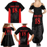 Custom Albania Football Pride Family Matching Summer Maxi Dress and Hawaiian Shirt Kuqezinjte Eagle Black Version - Wonder Print Shop