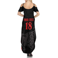 Custom Albania Football Pride Family Matching Summer Maxi Dress and Hawaiian Shirt Kuqezinjte Eagle Black Version - Wonder Print Shop