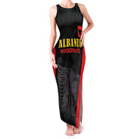 Custom Albania Football Pride Family Matching Tank Maxi Dress and Hawaiian Shirt Kuqezinjte Eagle Black Version - Wonder Print Shop