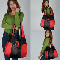 Custom Albania Football Pride Grocery Bag Kuqezinjte Eagle Black Version - Wonder Print Shop