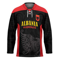 Custom Albania Football Pride Hockey Jersey Kuqezinjte Eagle Black Version - Wonder Print Shop