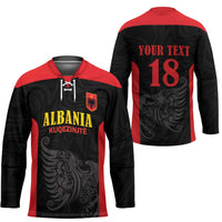 Custom Albania Football Pride Hockey Jersey Kuqezinjte Eagle Black Version - Wonder Print Shop