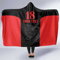 Custom Albania Football Pride Hooded Blanket Kuqezinjte Eagle Black Version - Wonder Print Shop
