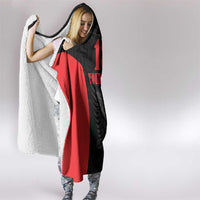 Custom Albania Football Pride Hooded Blanket Kuqezinjte Eagle Black Version - Wonder Print Shop