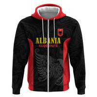 Custom Albania Football Pride Hoodie Kuqezinjte Eagle Black Version - Wonder Print Shop