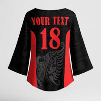 Custom Albania Football Pride Kimono Sleeve Blouse Kuqezinjte Eagle Black Version - Wonder Print Shop