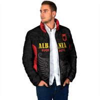 Custom Albania Football Pride Padded Jacket Kuqezinjte Eagle Black Version - Wonder Print Shop