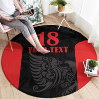 Custom Albania Football Pride Round Carpet Kuqezinjte Eagle Black Version - Wonder Print Shop
