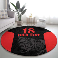 Custom Albania Football Pride Round Carpet Kuqezinjte Eagle Black Version - Wonder Print Shop