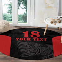 Custom Albania Football Pride Round Carpet Kuqezinjte Eagle Black Version - Wonder Print Shop