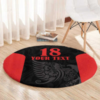 Custom Albania Football Pride Round Carpet Kuqezinjte Eagle Black Version - Wonder Print Shop
