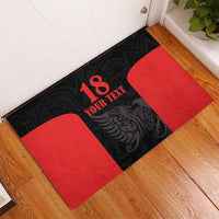 Custom Albania Football Pride Rubber Doormat Kuqezinjte Eagle Black Version - Wonder Print Shop