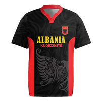 Custom Albania Football Pride Rugby Jersey Kuqezinjte Eagle Black Version - Wonder Print Shop