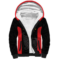 Custom Albania Football Pride Sherpa Hoodie Kuqezinjte Eagle Black Version - Wonder Print Shop