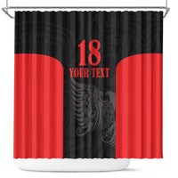 Custom Albania Football Pride Shower Curtain Kuqezinjte Eagle Black Version - Wonder Print Shop