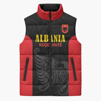 Custom Albania Football Pride Sleeveless Puffer Jacket Kuqezinjte Eagle Black Version - Wonder Print Shop