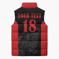 Custom Albania Football Pride Sleeveless Puffer Jacket Kuqezinjte Eagle Black Version - Wonder Print Shop