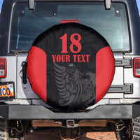 Custom Albania Football Pride Spare Tire Cover Kuqezinjte Eagle Black Version - Wonder Print Shop