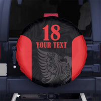Custom Albania Football Pride Spare Tire Cover Kuqezinjte Eagle Black Version - Wonder Print Shop