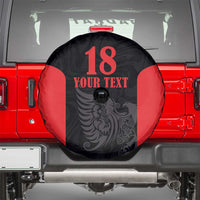 Custom Albania Football Pride Spare Tire Cover Kuqezinjte Eagle Black Version - Wonder Print Shop