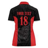 Custom Albania Football Pride Women Polo Shirt Kuqezinjte Eagle Black Version - Wonder Print Shop