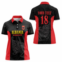 Custom Albania Football Pride Women Polo Shirt Kuqezinjte Eagle Black Version - Wonder Print Shop