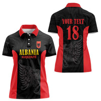 Custom Albania Football Pride Women Polo Shirt Kuqezinjte Eagle Black Version - Wonder Print Shop