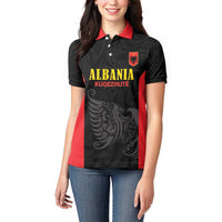 Custom Albania Football Pride Women Polo Shirt Kuqezinjte Eagle Black Version - Wonder Print Shop